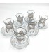 Set 6 Verres à Thé Turcs avec Soucoupes - Artisanat Turc - Décoration Turque - Modèle Antara