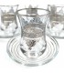 Set 6 Verres à Thé Turcs avec Soucoupes - Artisanat Turc - Décoration Turque - Modèle Antara