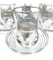 Set Juego 6 Vasos de Té Turco con Platitos - Artesanía Turca - Decoración Turca - Modelo Antara