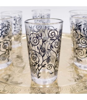 Vasos Té Moruno - Pintados a Mano con Henna - Artesanía Marroquí - La main de Fatima - Modelo shafaf