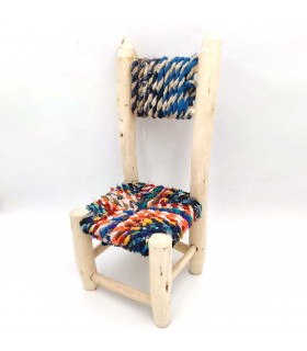 Taburete Silla de Madera de Limonero y Esparto - Artesania Marroqui - Modelo Laimun