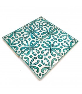 Azulejo Andaluz Mosaico Zellige Nazari 15x15 cm - Feito à mão - Modelo 92