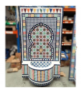 Terrassen- oder Gartenbrunnen, maurisches andalusisches Zellige-Fliesenmosaik – Modell Al Karawi Kabir