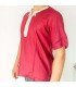 Camisa Granate Burdeos Camiseta Marroqui Decorada Bordados Estilo Árabe Modelo Kamis