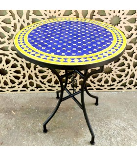 MESA DE MOSÁICO JARDIN TERRAZA PATIO - REDONDA - ZELLIGE- AZULEJOS FEZ - MODELO AGADIR DAUR