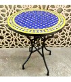 GARDEN TERRACE PATIO MOSAIC TABLE - ROUND - ZELLIGE - FEZ TILES - AGADIR DAUR MODEL