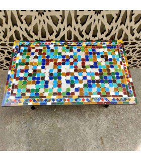 Tavolo da esterno in mosaico da giardino, terrazza bassa, relax, artigianato marocchino, decorazione per la casa andalusa, model