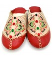Babucha Marroquí Mujer - Color Rojo - Artesanía Marroquí Cuero Autentico - Modelo Azrar