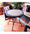 Table Mosaïque - Bleue Ronde - Carreaux Fez - Modèle SARKA MUDAWAR