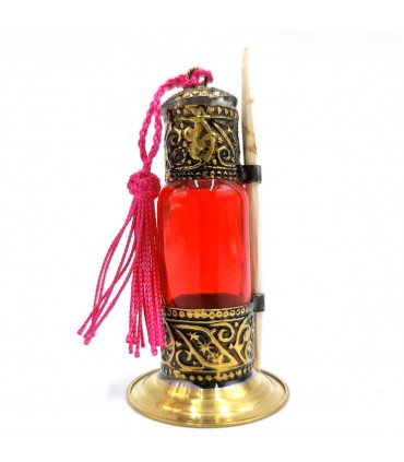 Recipiente aplicador y porta khol - kohl - Cristal y Alpalca Colirio - Palo de Madera (Kujul)