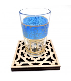 Pack 6 x Posa Vasos Madera Celosia Corte Laser 9cm x 9cm x 1cm grosor