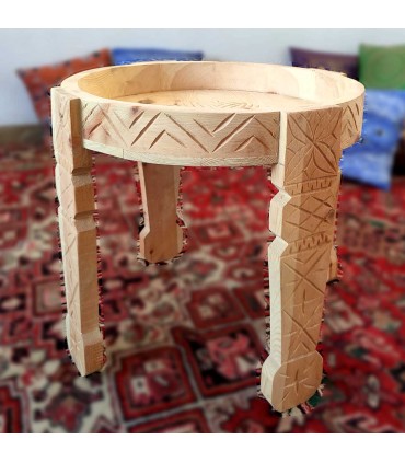 Mesa de Molinillo Chakki Baja Madera Tallada - Modelo Khashab Beldi