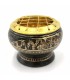 Incensário de bronze gravada preto - grades - novidade
