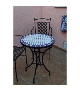 Table en Mosaïque Artisanale de FEZ - Modèle TANGER - Tradition Ancestrale d'Al-Andalus