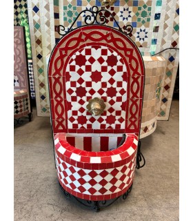 Marokkanischer Zellige-Brunnen: Das Juwel der handwerklichen Fliese in Fez Khamra Daira Modell – 40 cm