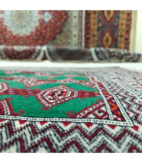 Tapis turkmène de la mer Caspienne - Conception géométrique de bande de bazoo - 190x138 cm