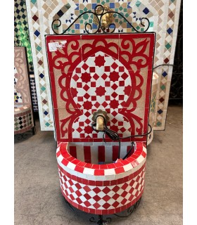 Marokkanischer Zellige-Brunnen: Das Juwel der handwerklichen Fliese in Fes – Khamra-Modell – 50 cm
