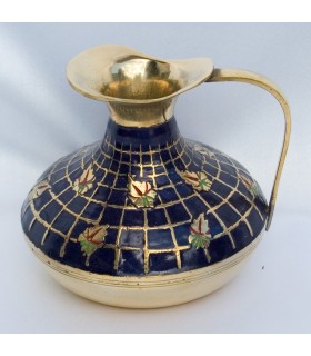 Bronze-Vase - dekorierten blau und Blumen
