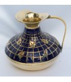 Bronze Vase - Decorated Blue Tones and Flowers