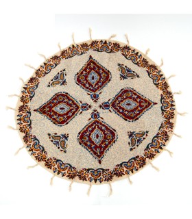 Tapete Redondo de Algodón Artesanal 50 cm - Hecho a Mano con Tintes Vegetales y Motivos Florales Únicos