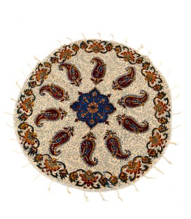 Tapete Redondo de Algodón Artesanal 60 cm - Hecho a Mano con Tintes Vegetales y Motivos Florales Únicos