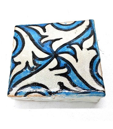 Azulejo Cerámica Marroquí Esmaltado Estilo Andalusí - Zellige Mosaico Nazari - Pintado a Mano 5 x 5 cm - Artesanal - Modelo 102