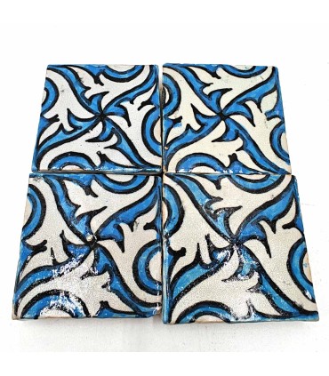 Azulejo Cerámica Marroquí Esmaltado Estilo Andalusí - Zellige Mosaico Nazari - Pintado a Mano 5 x 5 cm - Artesanal - Modelo 102
