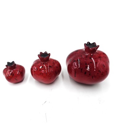 pack de 3 Granadas de cerámica hecha a mano, Granada roja