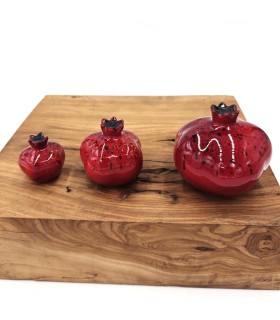 pack de 3 grenades en céramique faites à la main, grenade rouge