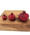 Pack of 3 Handmade Ceramic Pomegranates, Red Pomegranate
