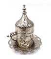Türkische Tee- oder Kaffeetasse und Untertasse – Silber – Modell Antalya
