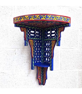 Estantería Esquinera Artesanal de Madera – Pintada a Mano con Diseño Andalusí - Modelo RUKNIA