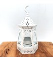 Candil Árabe Calado - Blanco - Vela - 17 cm x 9 cm - Modelo 043
