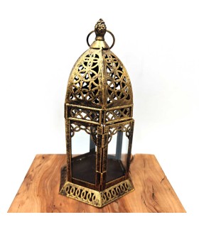 Farolillo Árabe Calado - Dorado Envejecido - 25 cm x 13,5 cm - Modelo 041