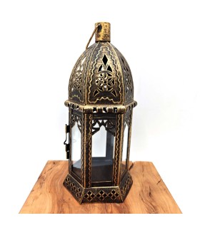 Candil Árabe Calado - Dorado Envejecido - 28 cm x 13 cm - Modelo 037