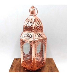 Farol Árabe Calado - Cobre - 30 cm x 15 cm - Modelo 011