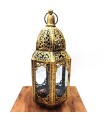 Farol Árabe Calado - Dorado Envejecido - 30 cm x 15 cm - Modelo 039
