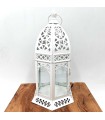 Farol Árabe Calado - Blanco - 25 cm x 12 cm - Modelo 042