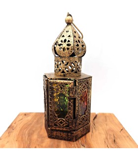 Farolillo Árabe Calado - Dorado Envejecido-23 cm x 8,5 cm - Modelo 933