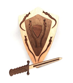 Conjunto de Escudo y Espada de Madera - Para Niños - Modelo Invernalia