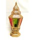 Lámpara Farol de Pie Dorada - Pantalla de Cristal Multicolor -  Modelo Fanusi