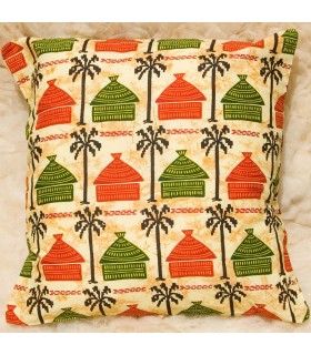 Cojín Africano Etnico- Tela 100% Algodón -Diseño Casas Amarillas