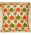 Coussin ethnique africaine - tissu 100 % coton - conception maisons jaunes
