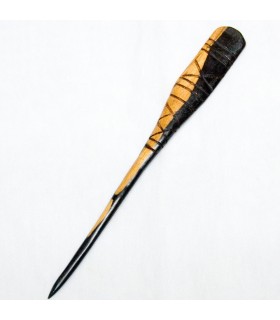 Haar Gabel Medium - Ebony - Afrika - gravierte Holz