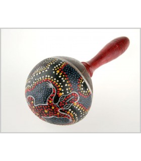 Maracas Madera Coco - Pintado a Mano - Diseño Cocodrilo