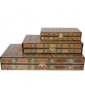 Juego Ajedrez Plegable + Fichas Madera (Taracea de Siria)
