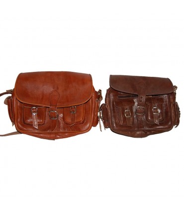 Pelle borsa a mano - artigianale 6 tasche - 2 colori-