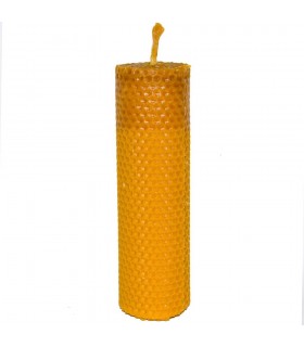 Vela Artesana Redonda de Cera Virgen de Abeja -  17.5 x 5 cm