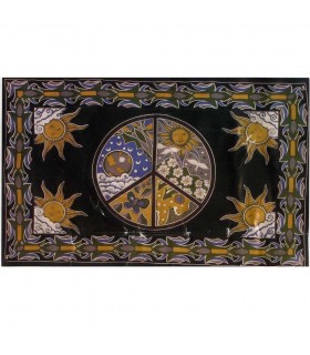 Tela Algodon India-Símbolo Paz Sol y Luna-135 x 210 cm