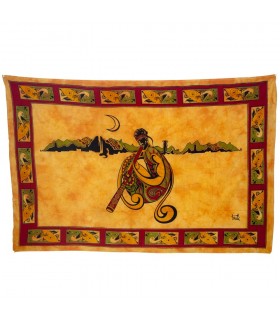 Stoff Baumwolle-Indien - Musiker Didgeridoo - 140 x 210 cm